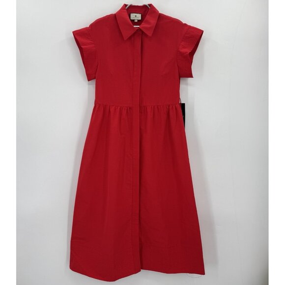 Tuckernuck Dresses & Skirts - Tuckernuck Red Chloe Midi Dress sz M A-Line Collared Button Down **NO BELT**